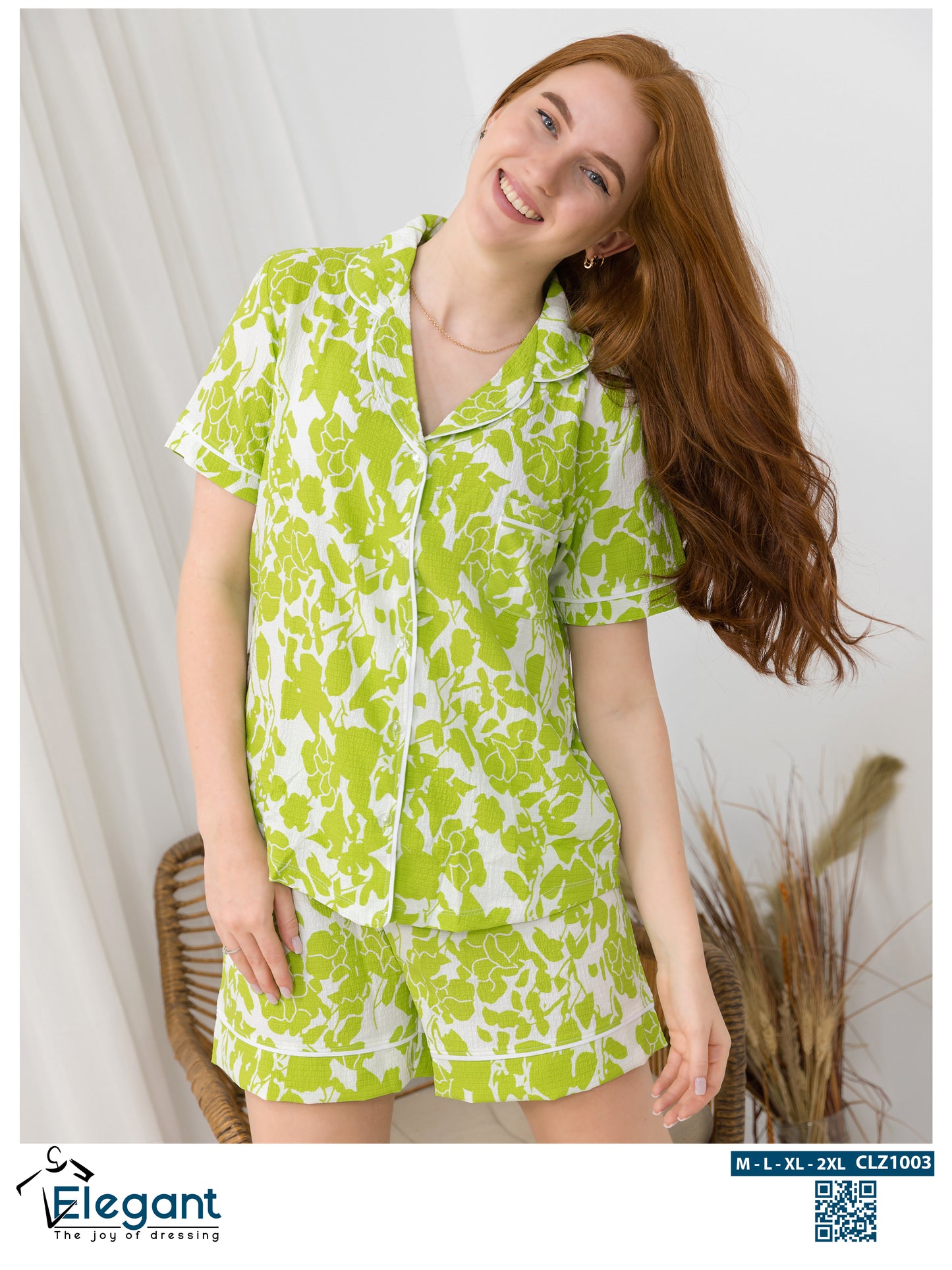 Woven Viscose Classic PJ Shorts - Floral Green