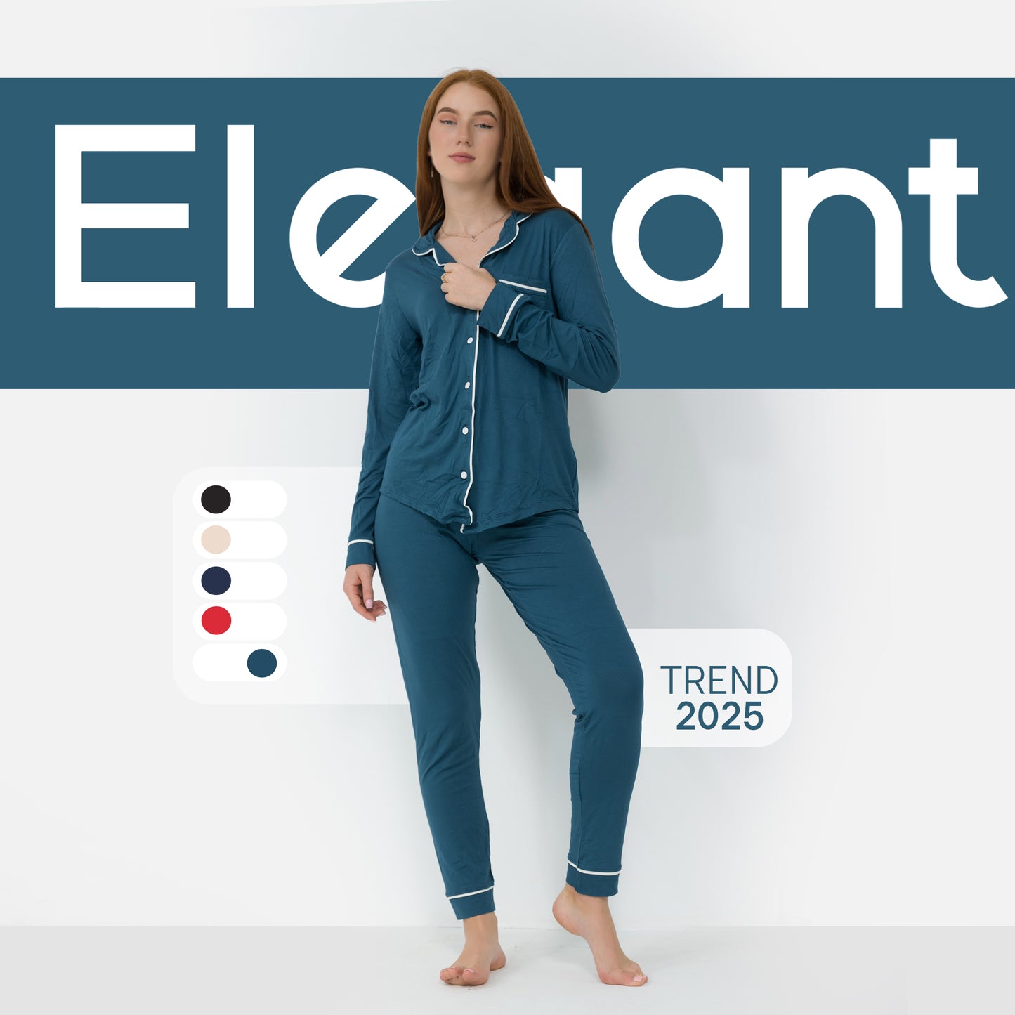 Soft Cotton Long sleeves Classic PJ Pants - Azure Blue