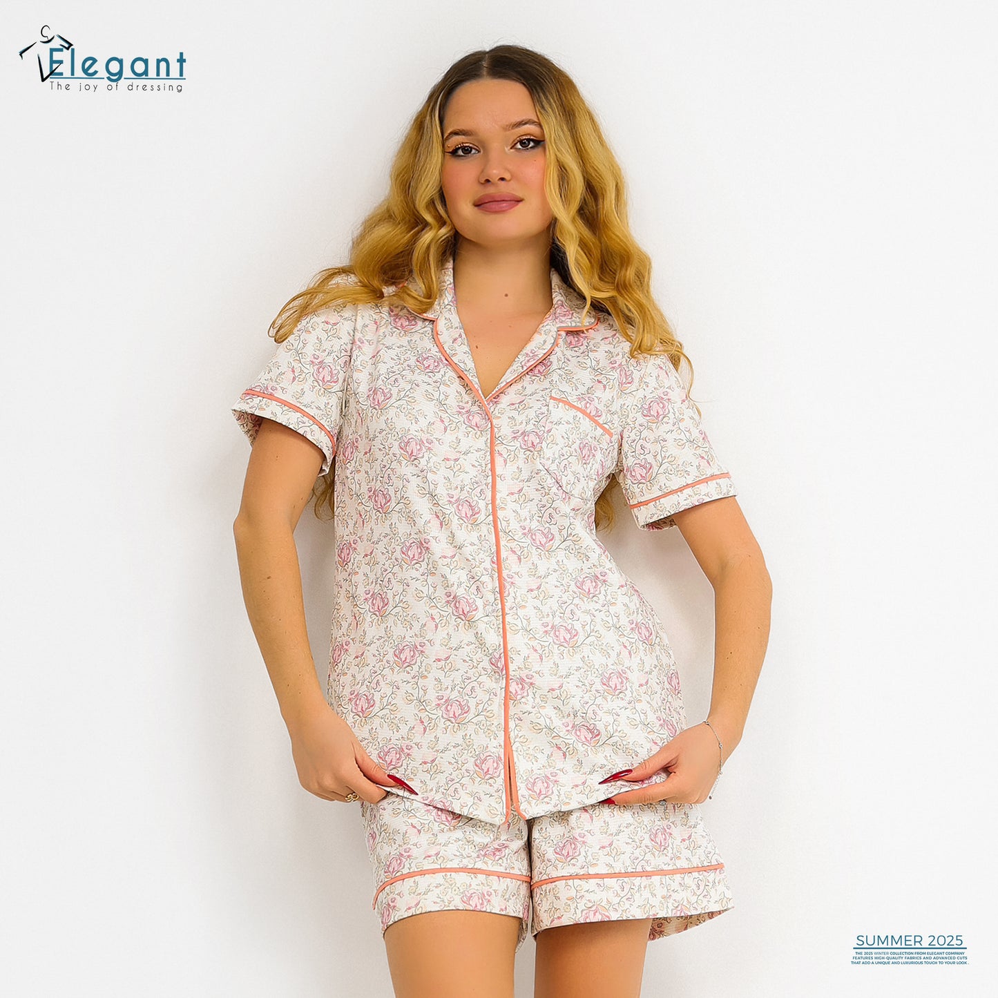 Waffle Polycotton Classic PJ Shorts - Bloom