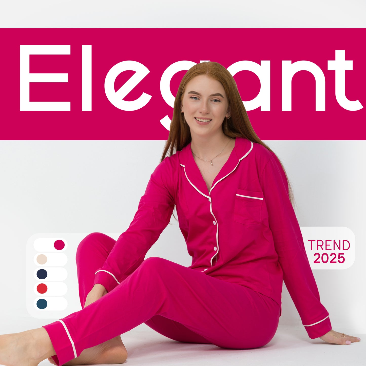 Cotton Long sleeves Classic PJ Pants - Fushia