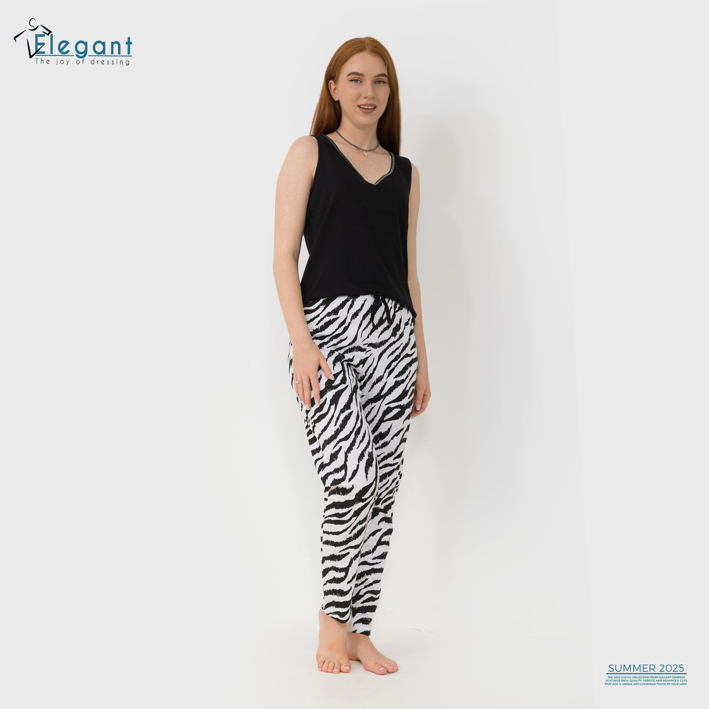 PJ Pants Cotton Sleeveless - Black / Zebra