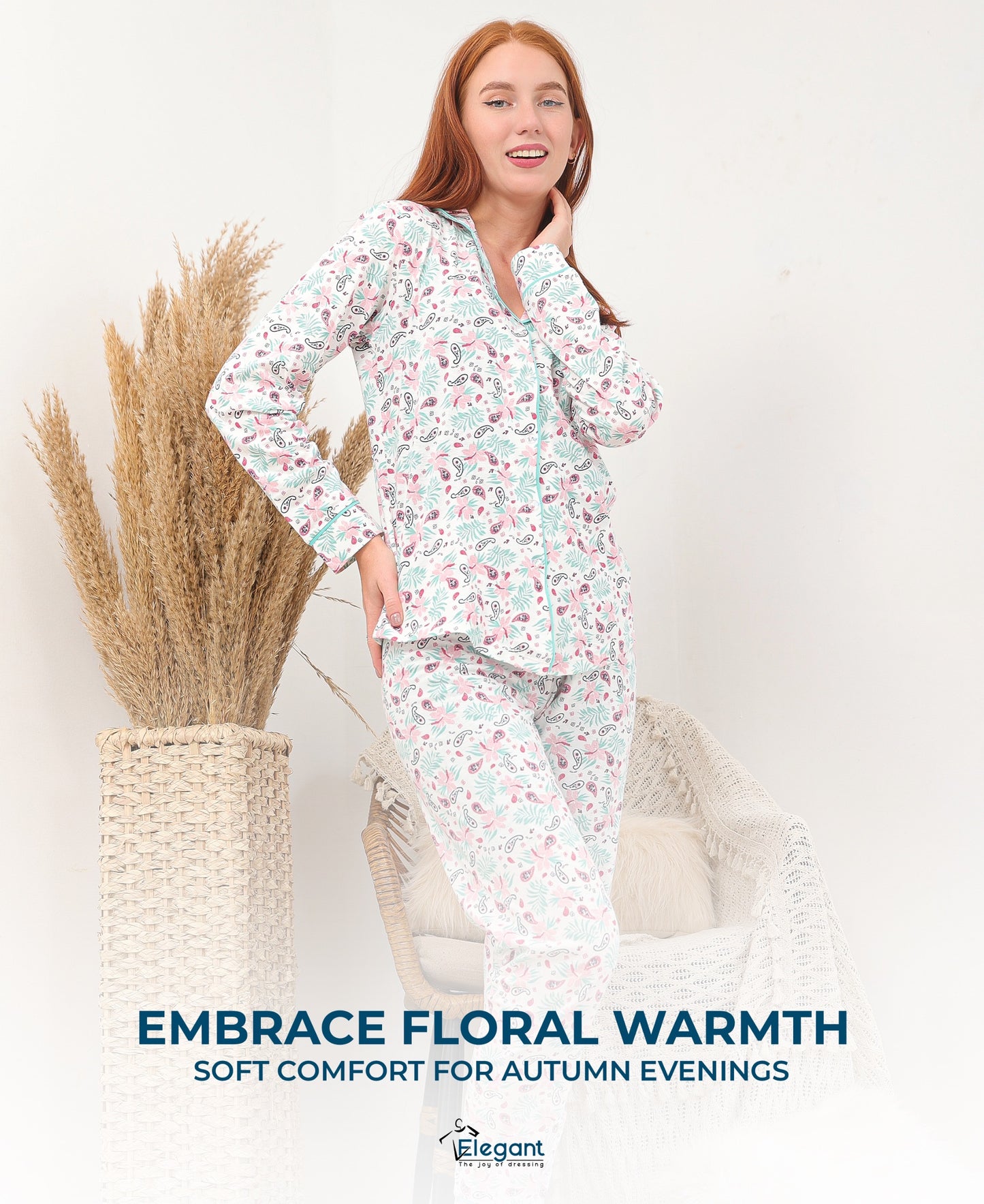 Cotton Long sleeves Classic PJ Pants - Printed Fushia pattern