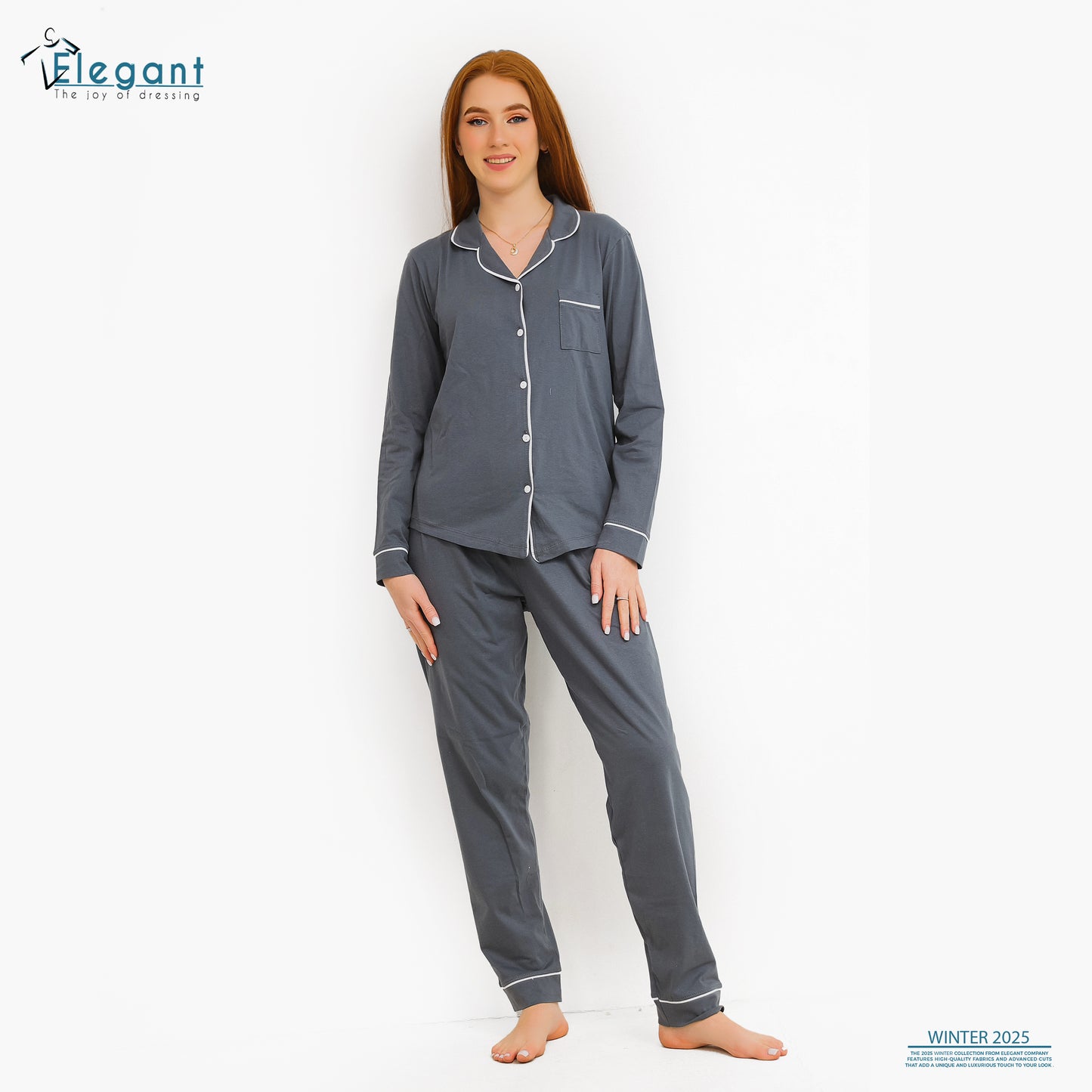 Cotton Long sleeves classic PJ Pants - Dark Grey