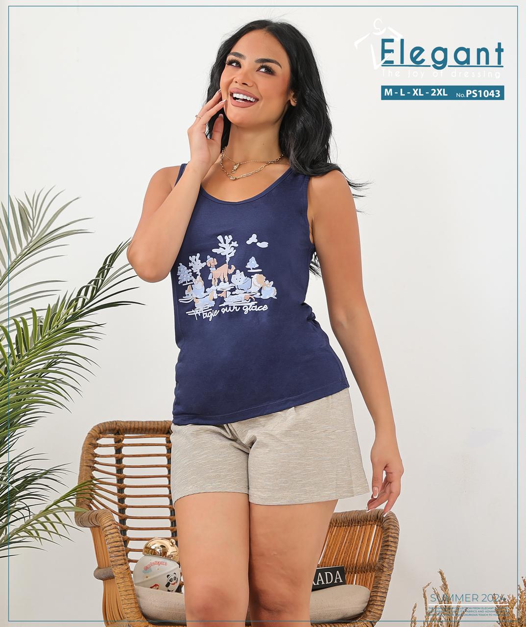 PJ short Cotton Navy - Trees