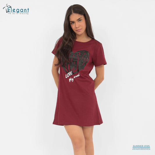 Nightshirt Cotton Burgundy - Love My Sweet