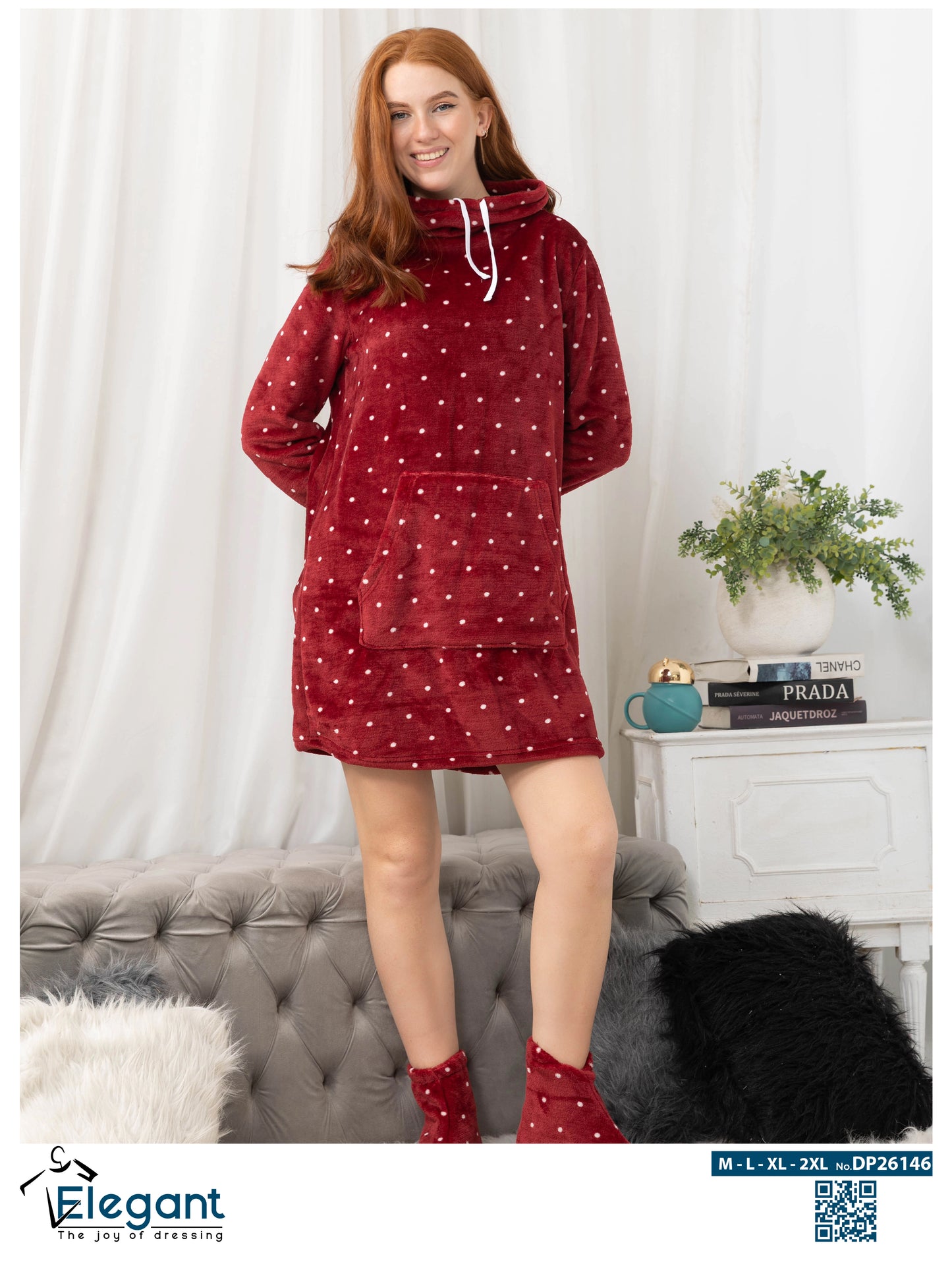 Nightshirt with Footwear - Maroon Pearl