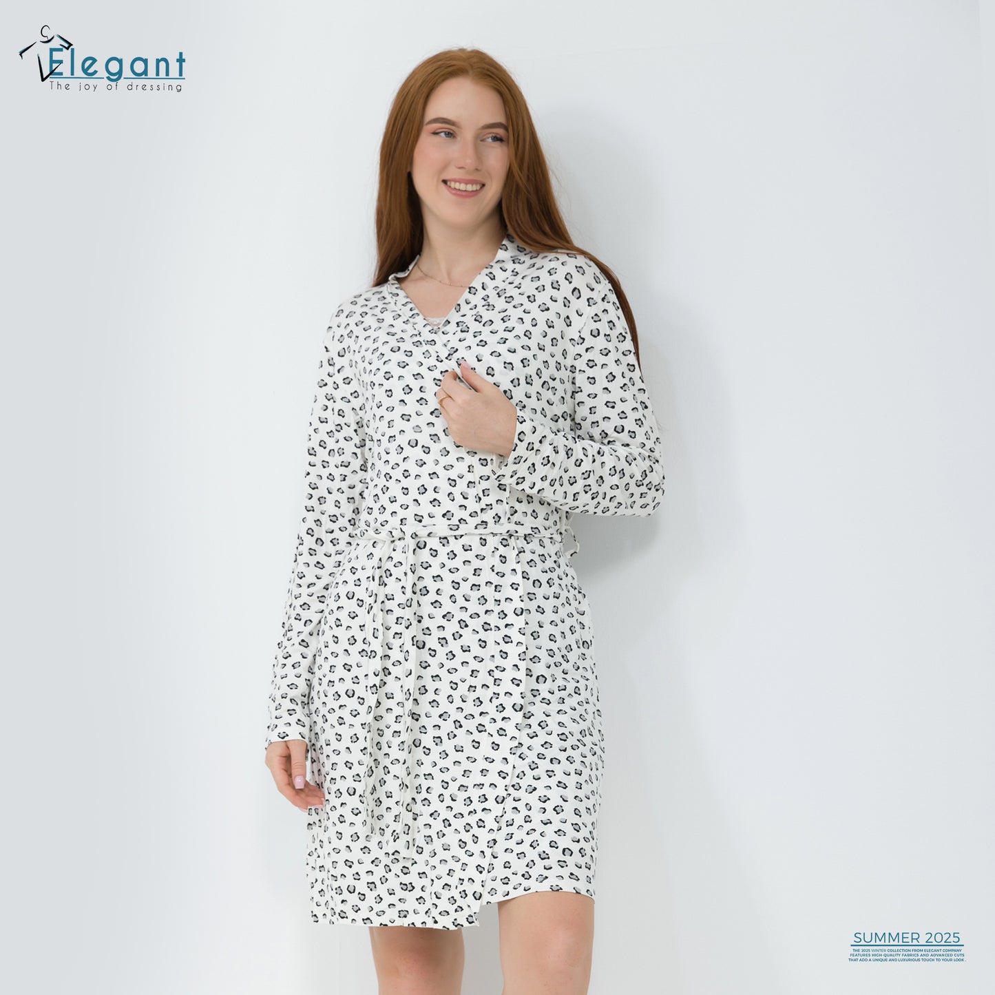 Set Viscose Nightshirt & Robe - white - Leopard