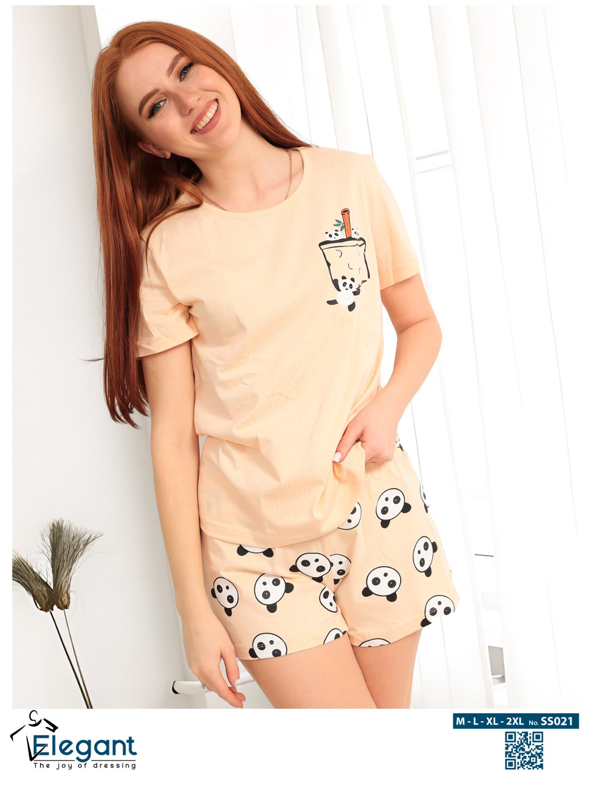 PJ short Cotton Apricot - Baby Panda