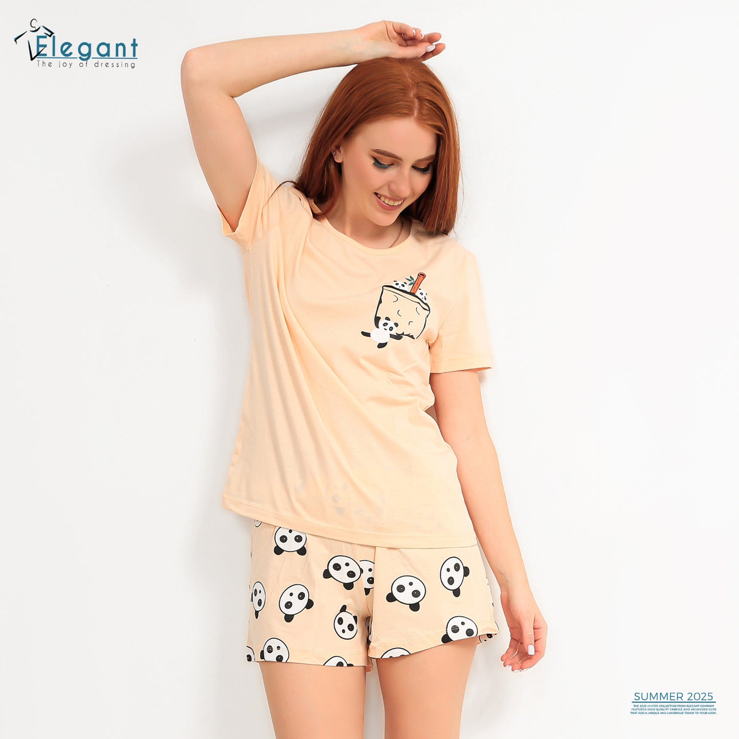 PJ short Cotton Apricot - Baby Panda