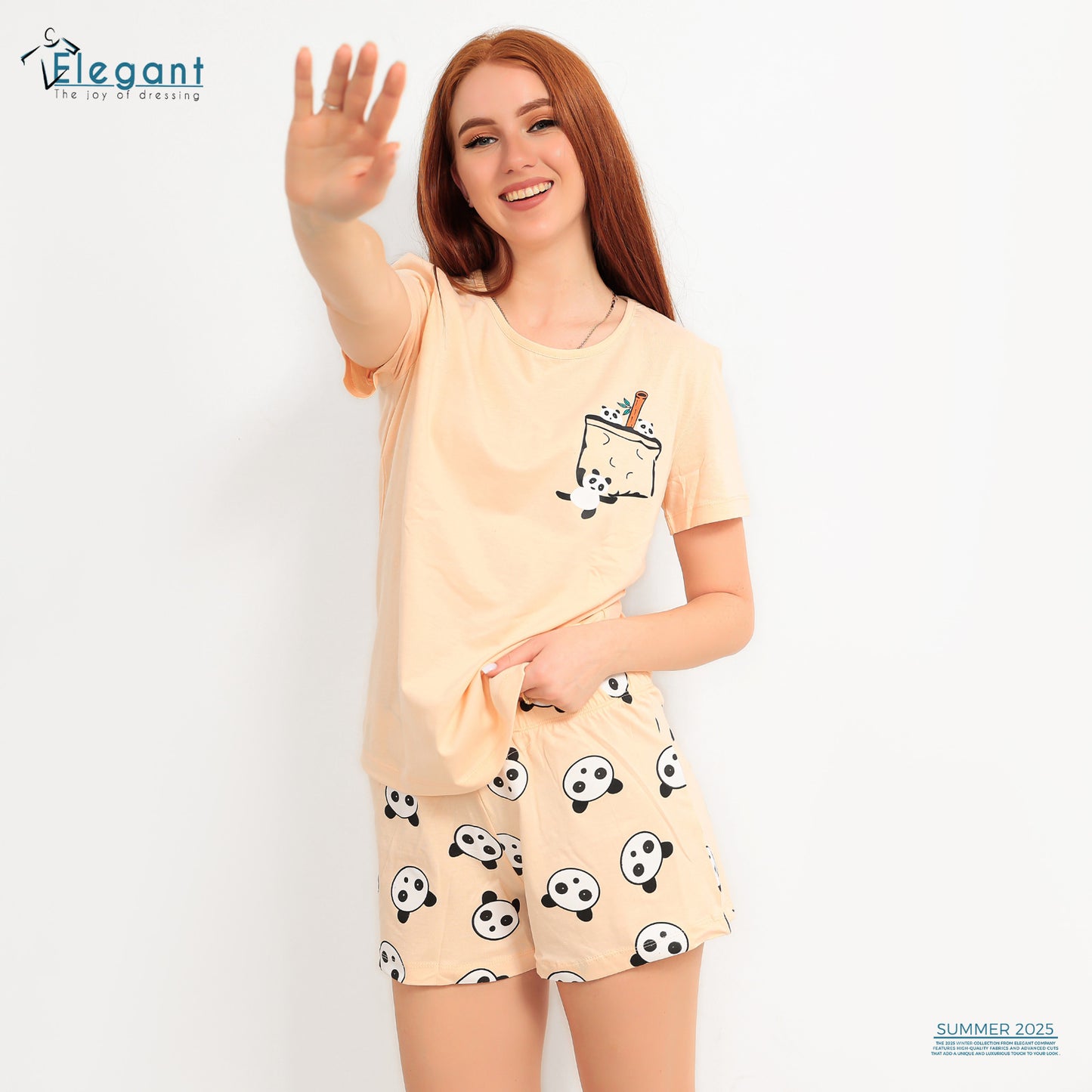 PJ short Cotton Apricot - Baby Panda