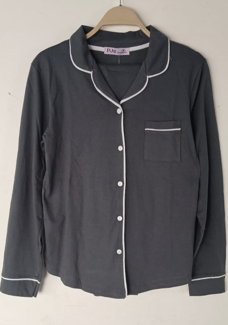 Cotton Long sleeves classic PJ Pants - Dark Grey