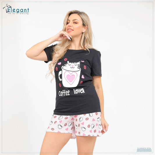 PJ short Cotton Black - Coffee Lover