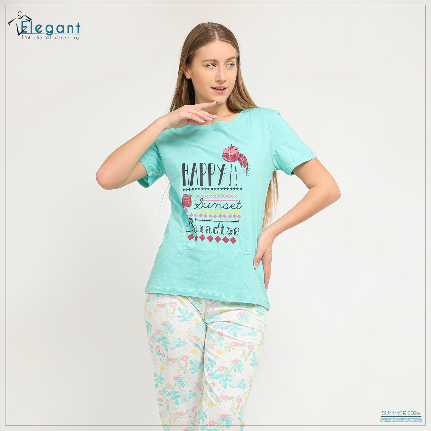 PJ Pants Cotton green/printed pants - Happy Paradise