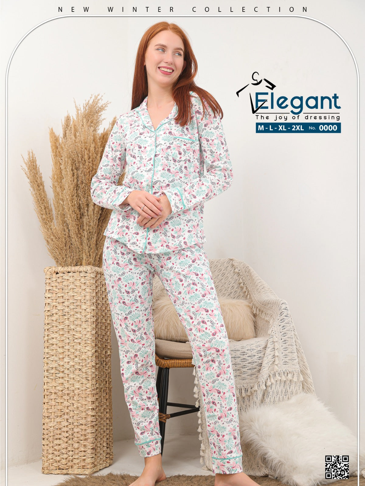 Cotton Long sleeves Classic PJ Pants - Printed Fushia pattern