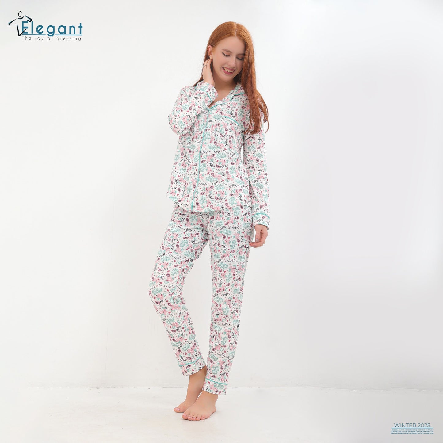 Cotton Long sleeves Classic PJ Pants - Printed Fushia pattern
