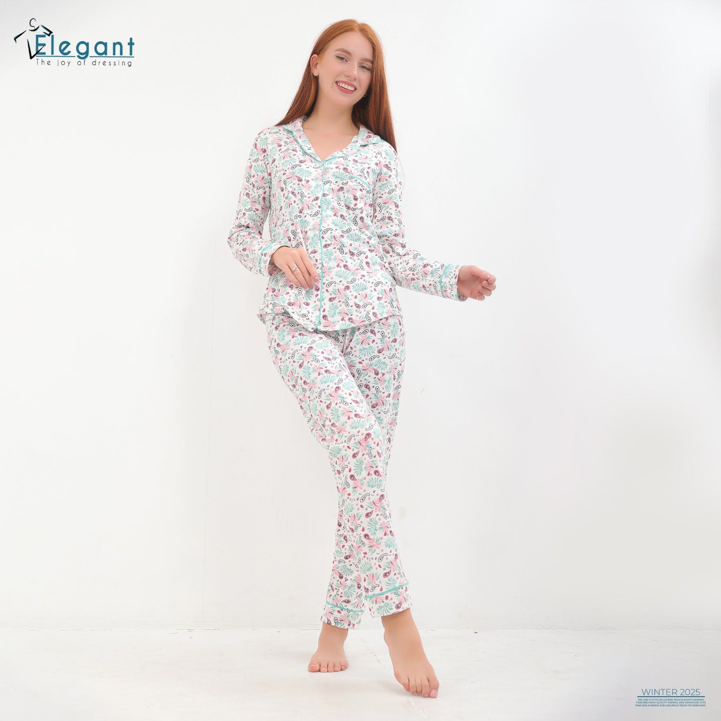 Cotton Long sleeves Classic PJ Pants - Printed Fushia pattern