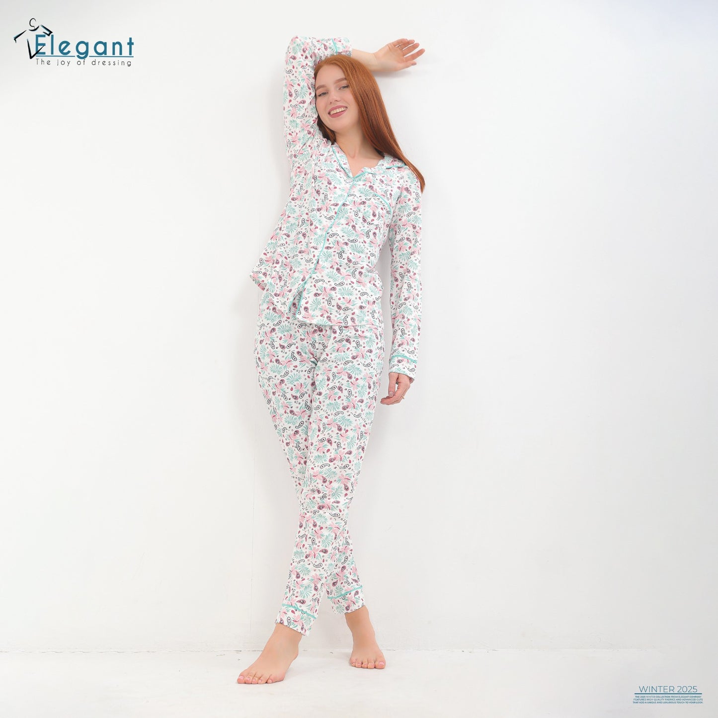 Cotton Long sleeves Classic PJ Pants - Printed Fushia pattern