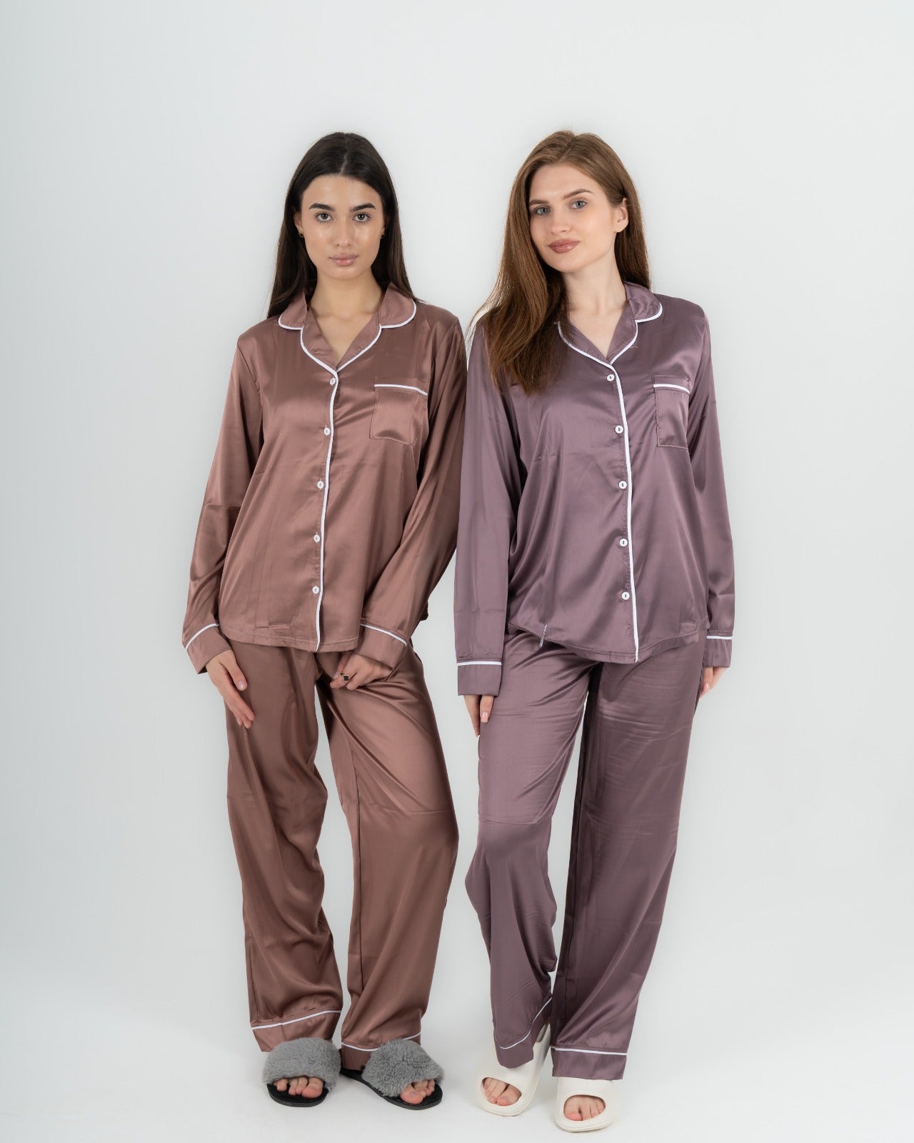 Satin Long sleeves Classic PJ Pants - Mauve