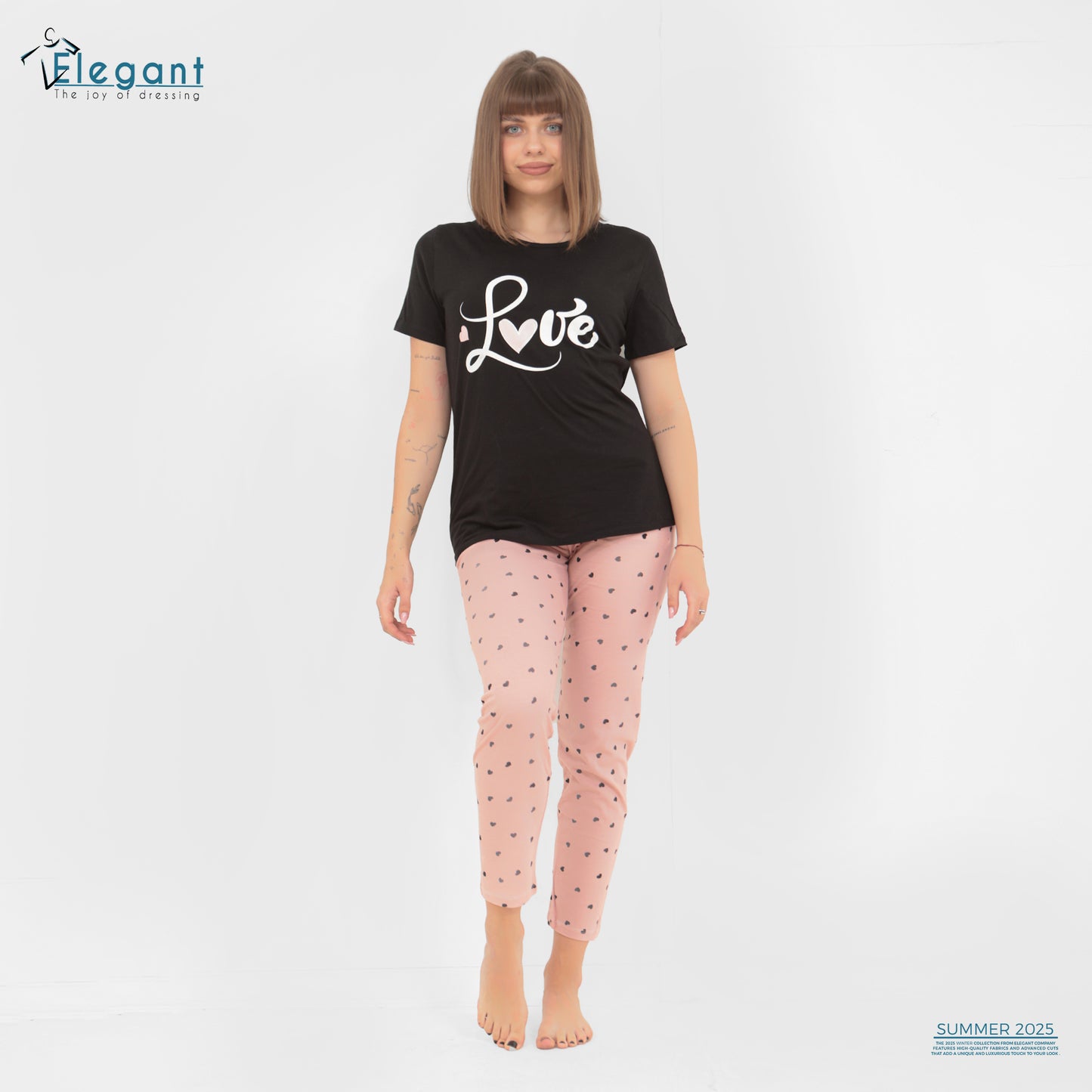 PJs Pants Cotton Black - Love- 007