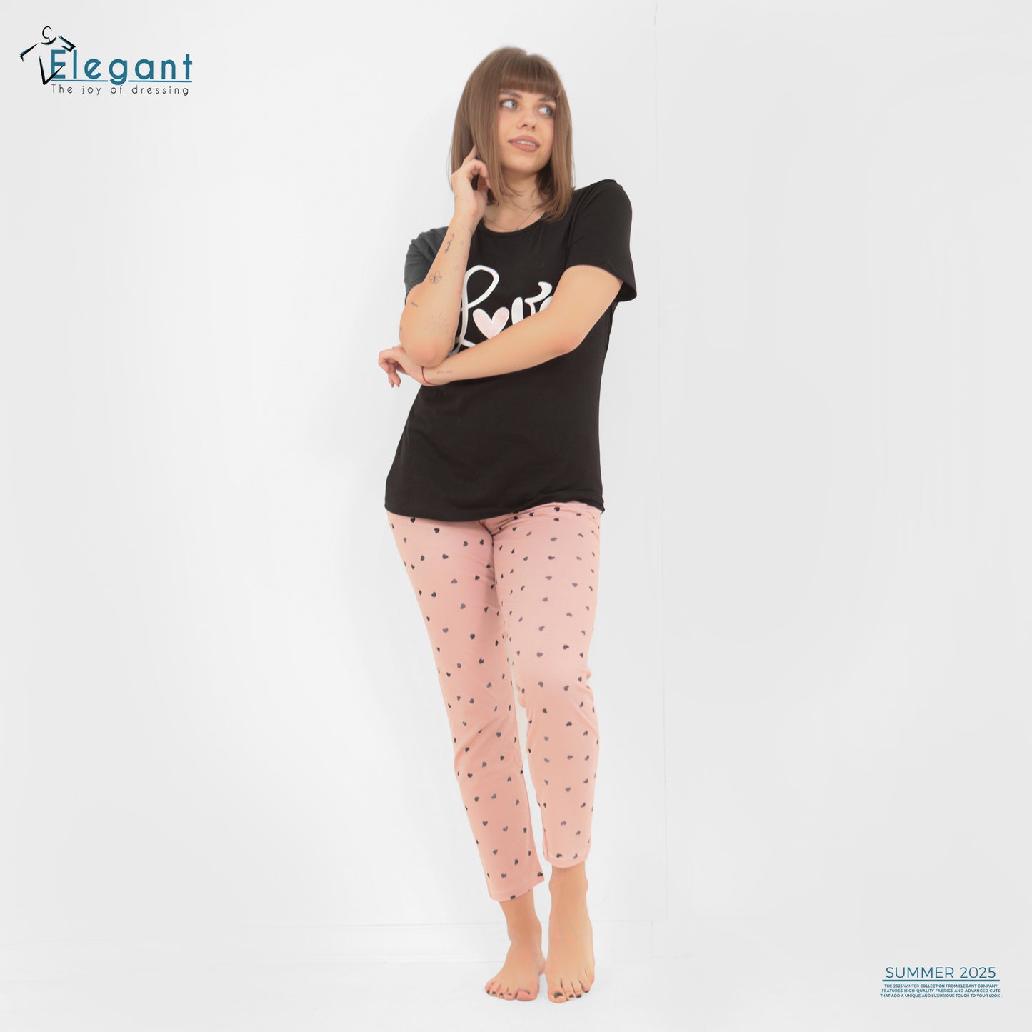 PJs Pants Cotton Black - Love- 007