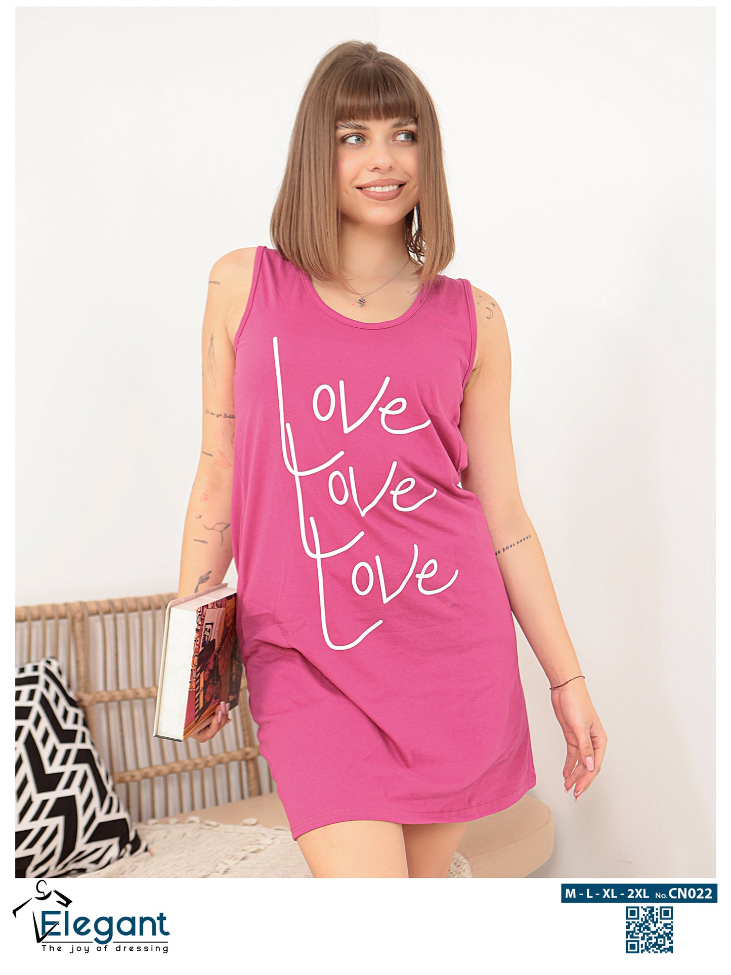 Nightshirt cotton Pink - Love Love Love