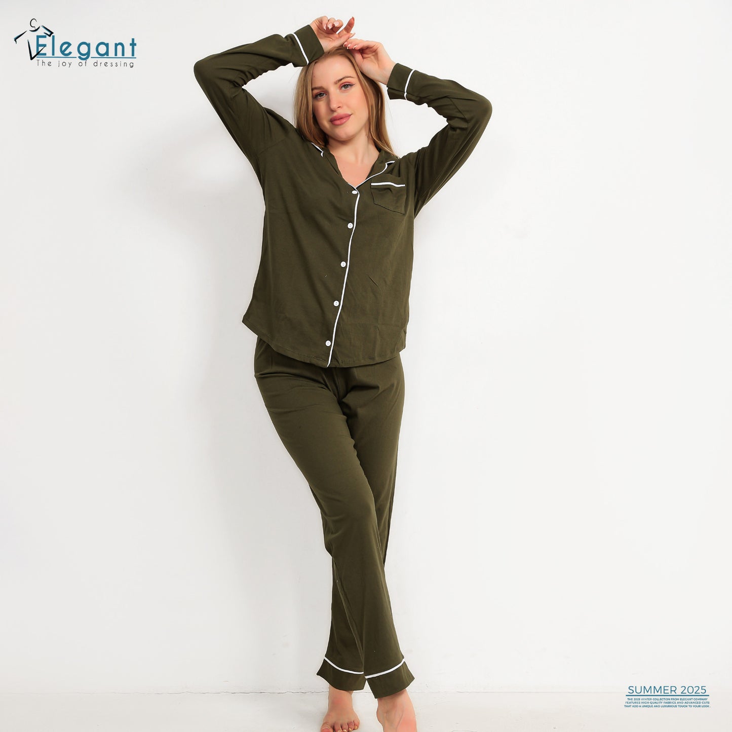 Cotton Long sleeves Classic PJ Pants - Olive