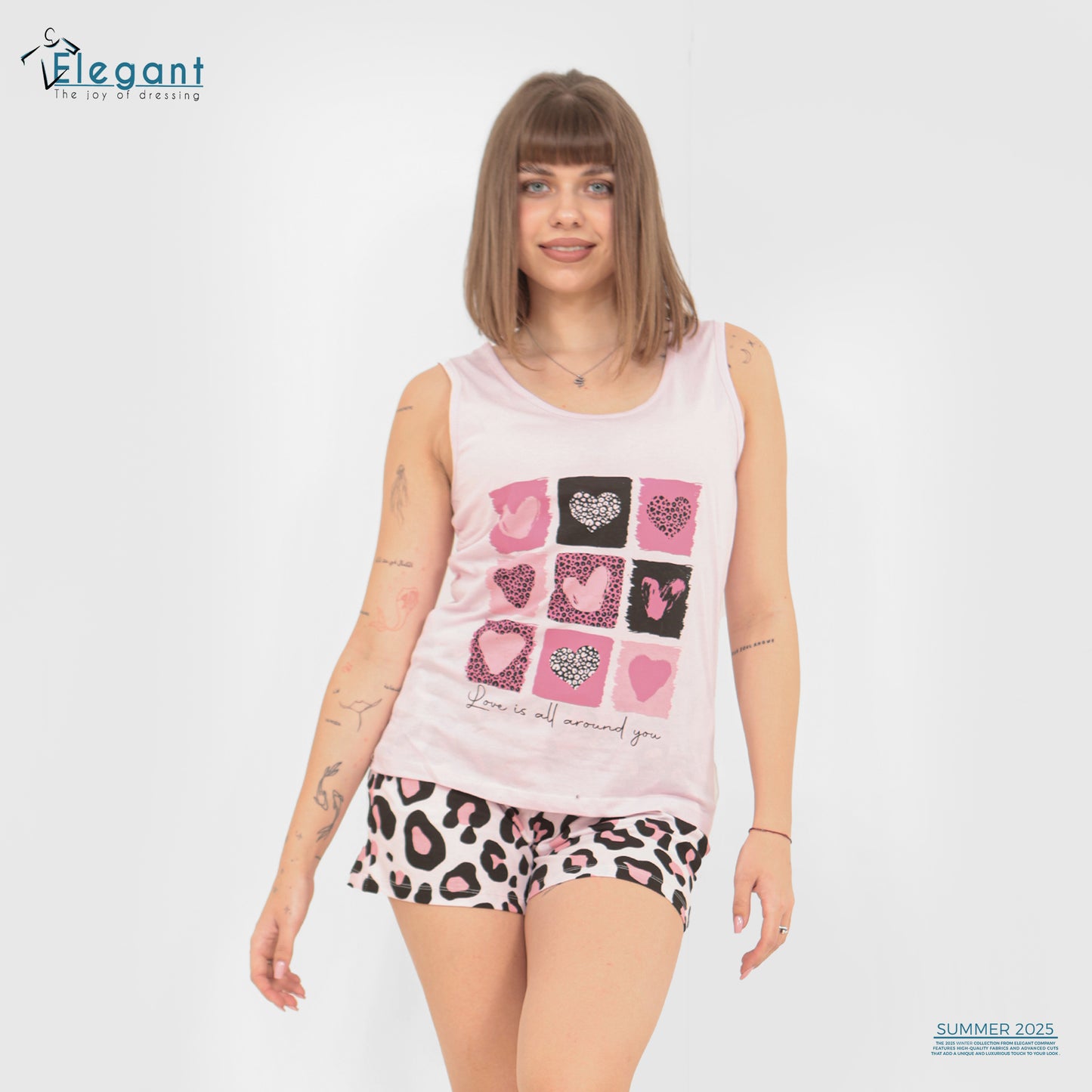 PJ short Cotton Rose Tiger