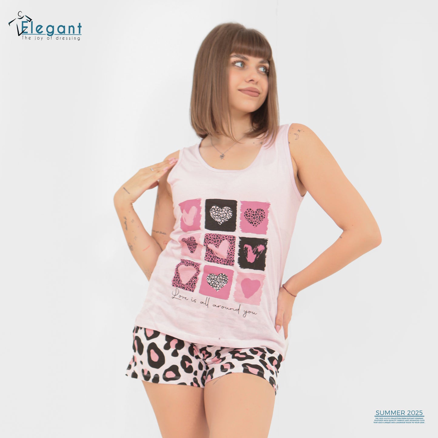 PJ short Cotton Rose Tiger
