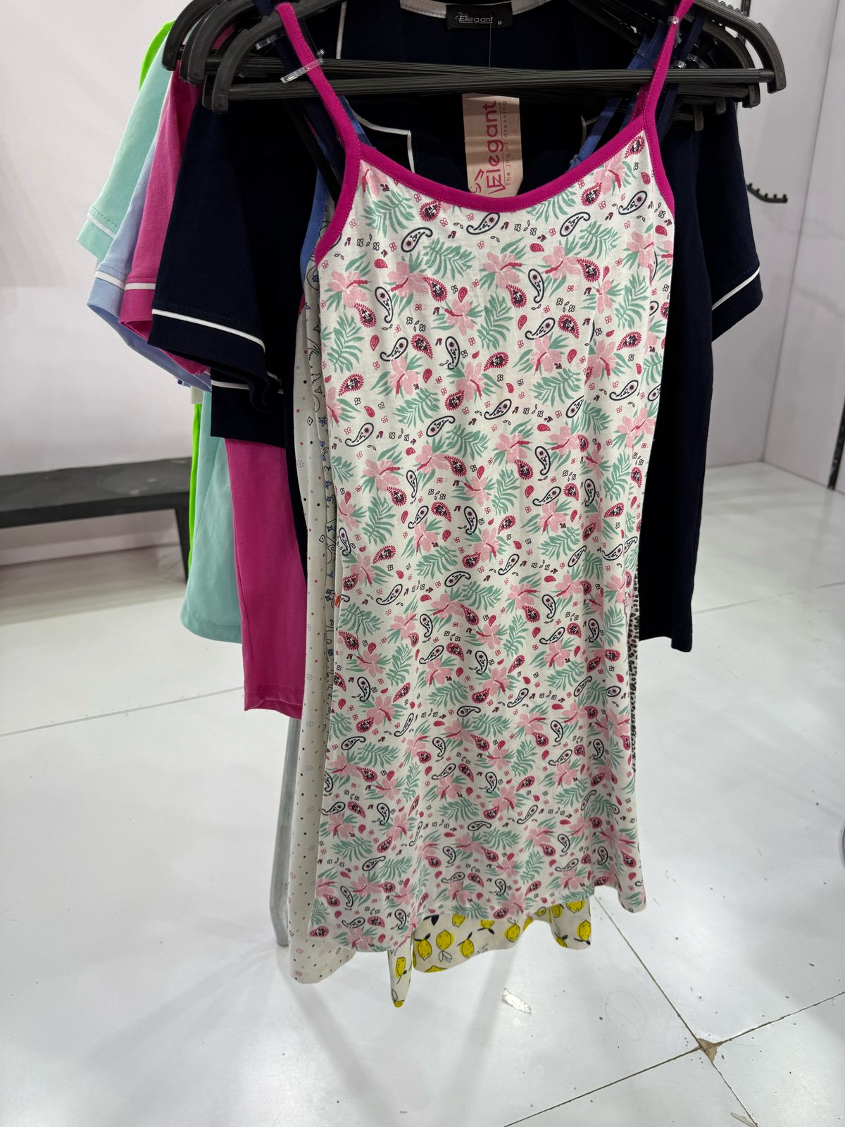Straps nightshirt cotton - Printed Fushia Floral