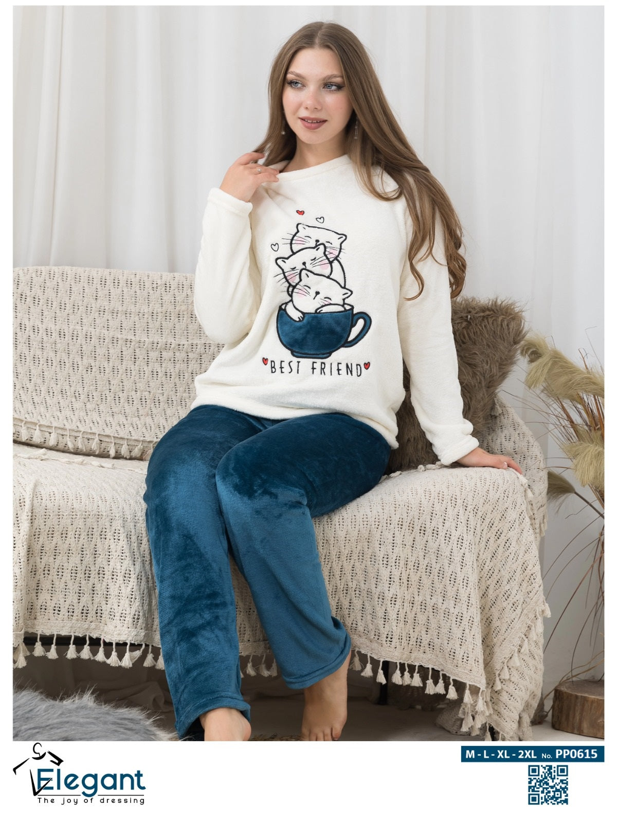 Polar PJ Offwhite/indigo - kitten friends