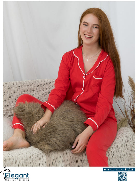 Cotton Long sleeves Classic PJ Pants - Red