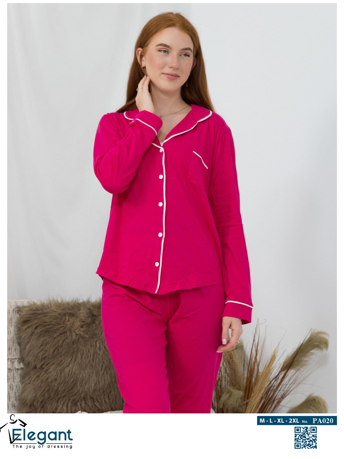 Cotton Long sleeves Classic PJ Pants - Fushia
