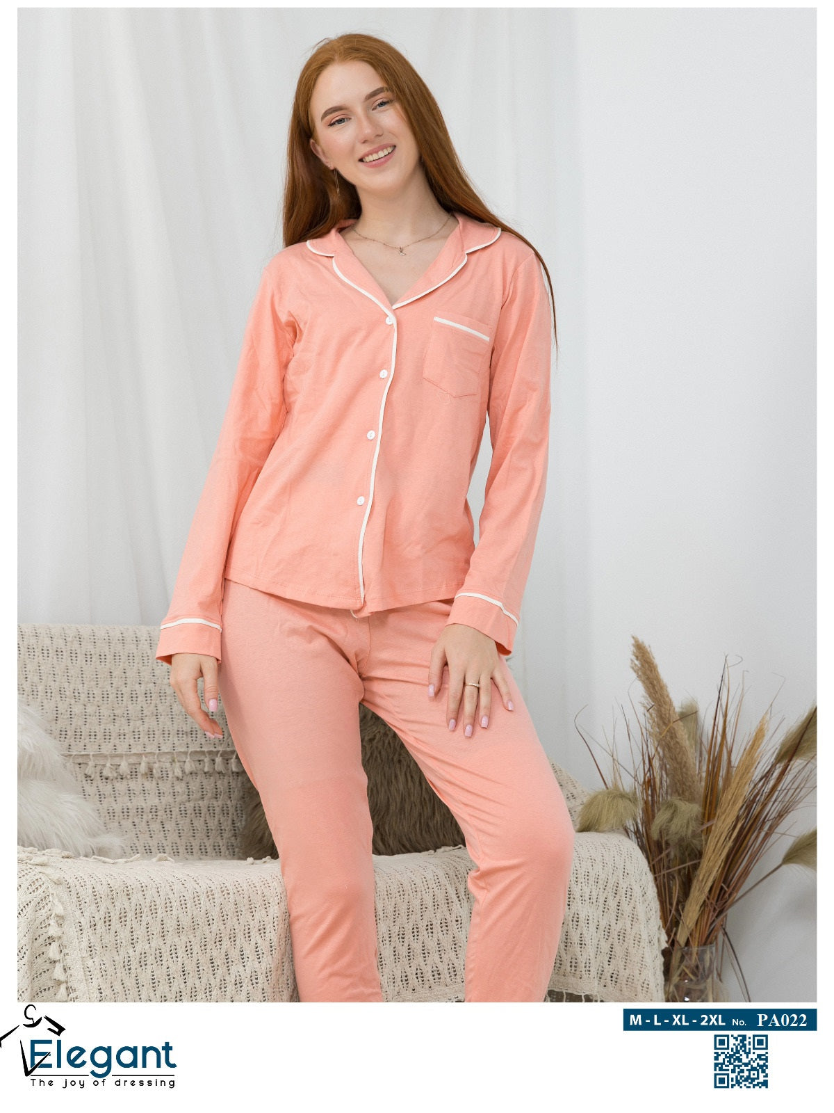 Cotton Long sleeves Classic PJ Pants - Coral