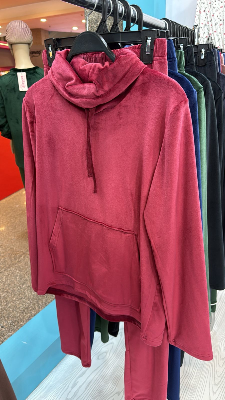 Velvet High neck PJ - Maroon