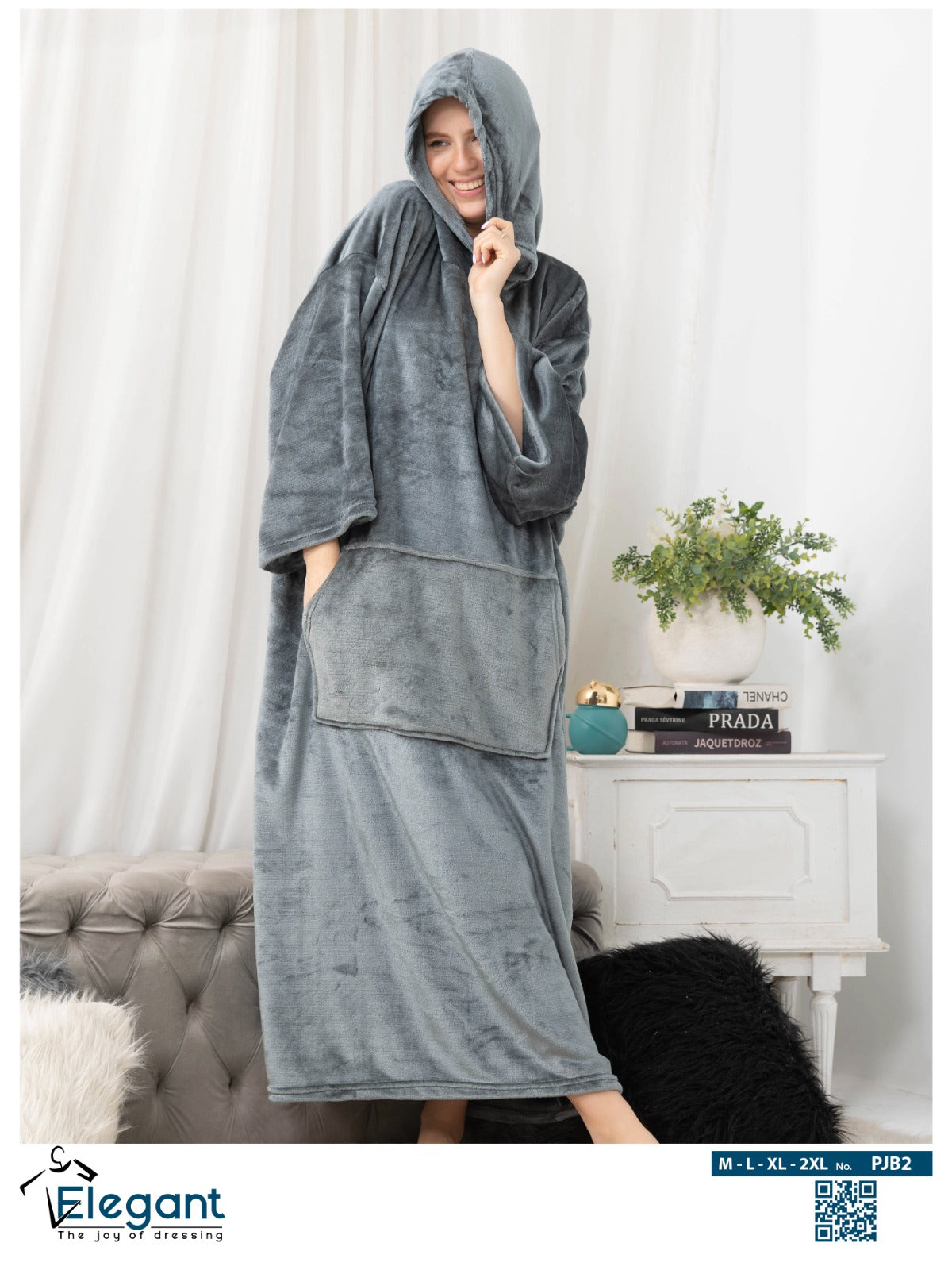 Long Blanket Hoodie - Dark Grey