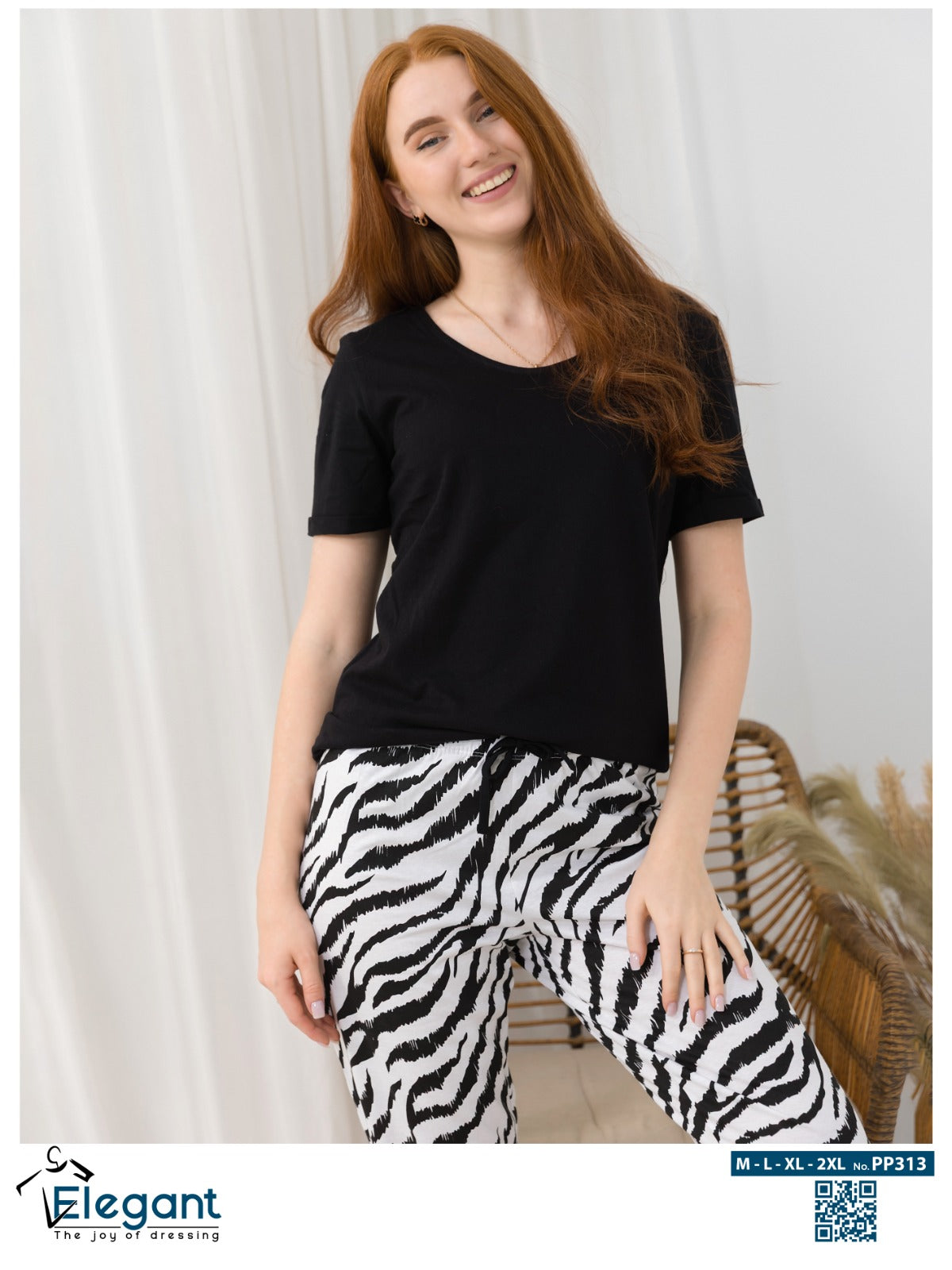 PJs Pants Cotton Basic - Black Zebra