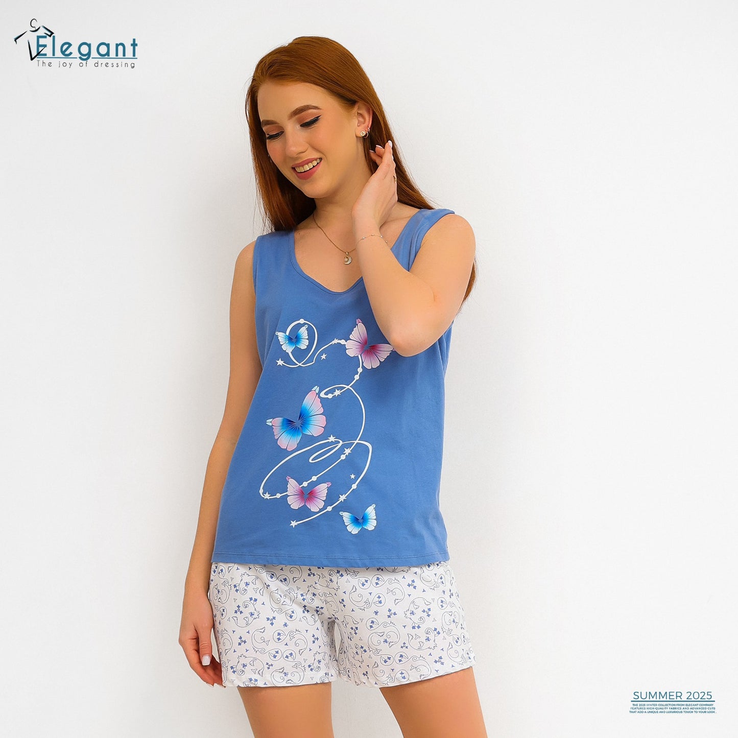 PJ Short cotton Blue - Butterflies
