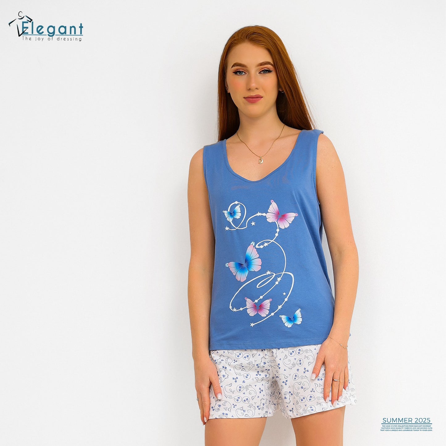 PJ Short cotton Blue - Butterflies