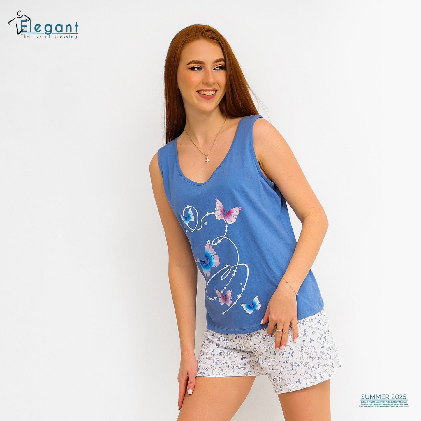 PJ Short cotton Blue - Butterflies
