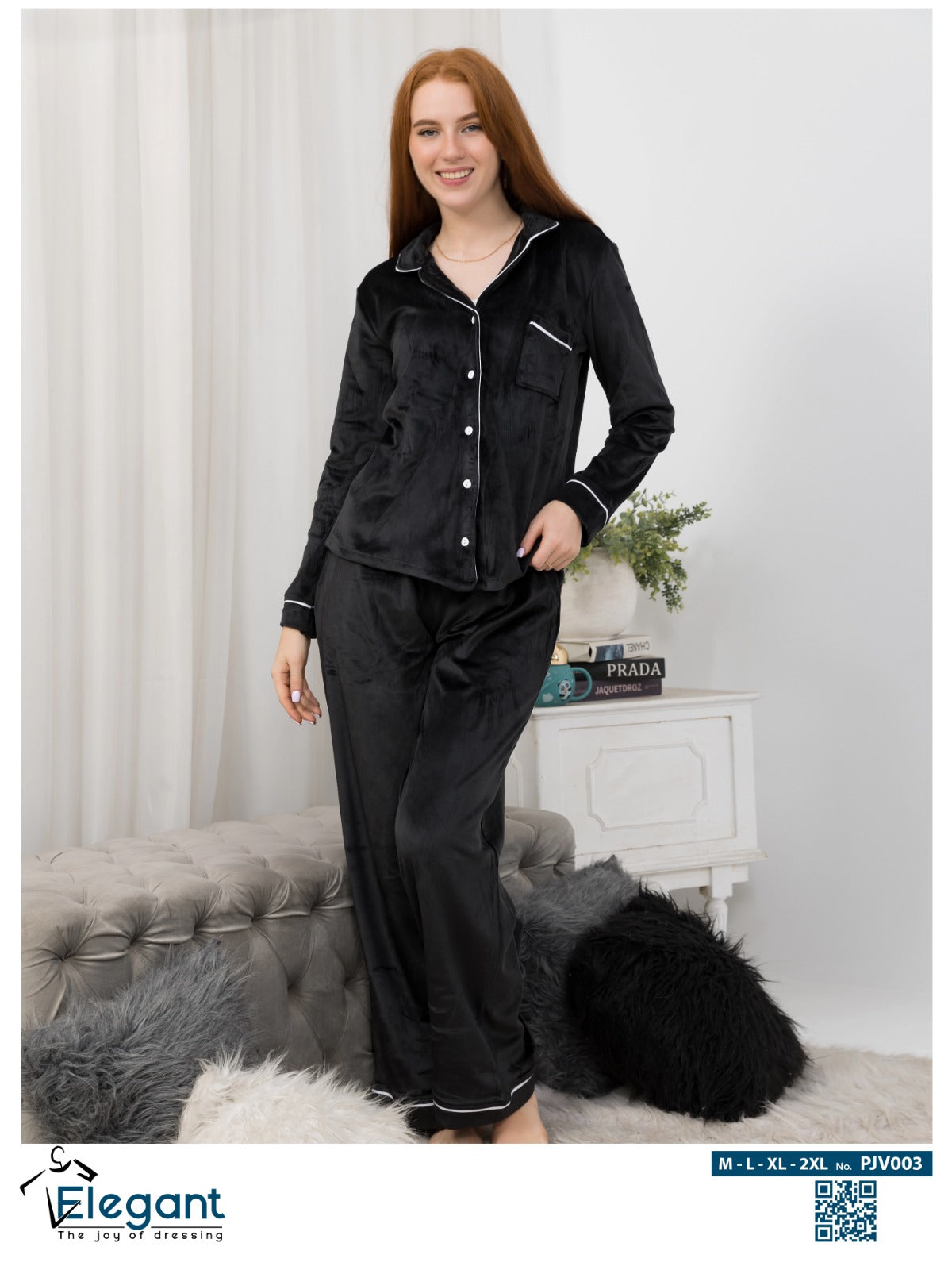 Velvet Classic Pj Wide Leg - Black