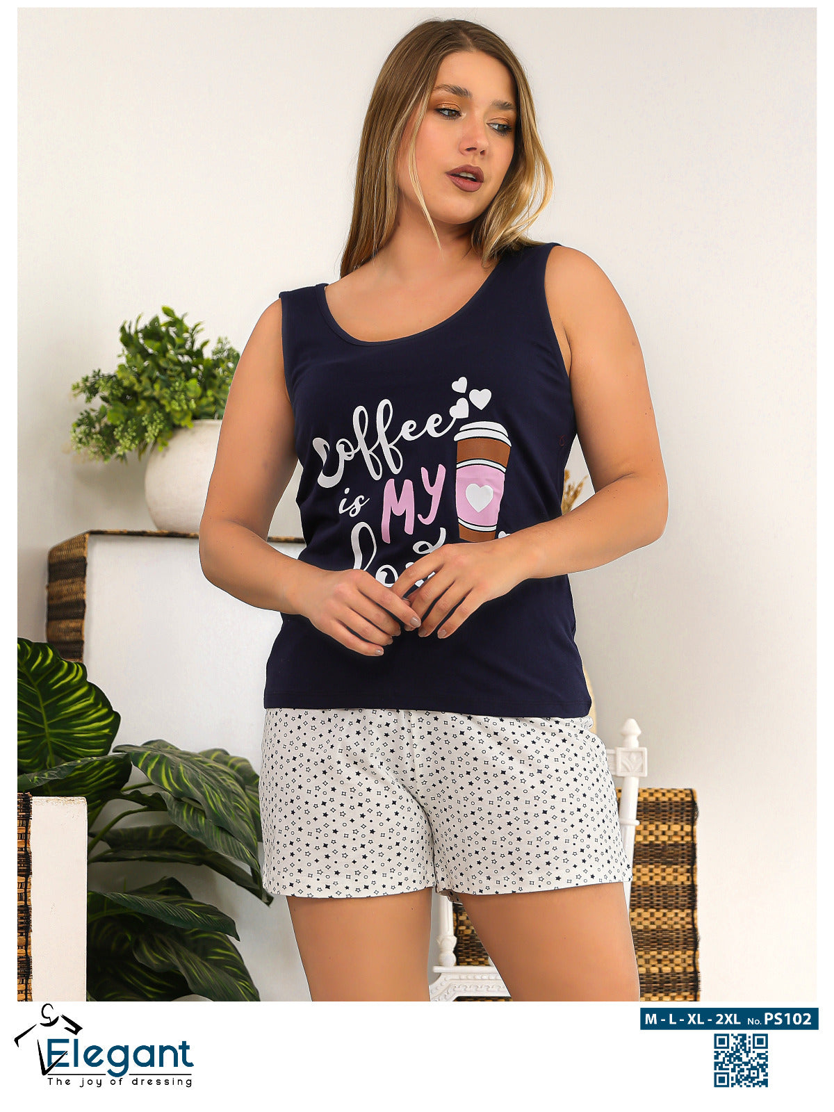 PJ Short Cotton Navy - Coffee is my love