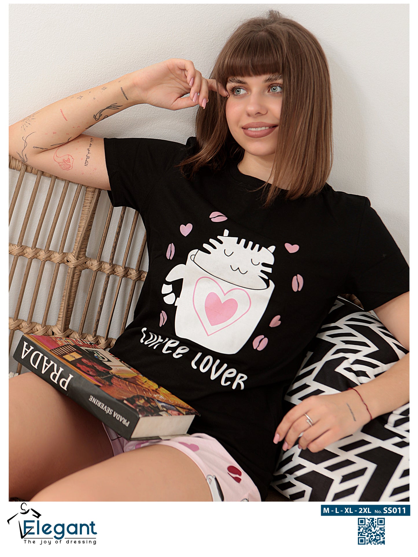 PJ short Cotton Black - Coffee Lover