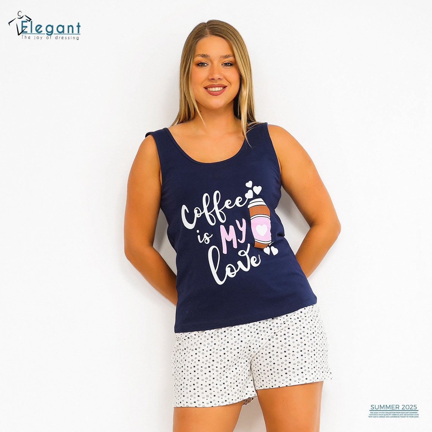 PJ Short Cotton Navy - Coffee is my love