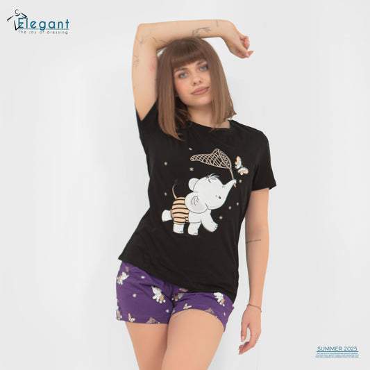 PJ short Cotton Black - Baby Elephant