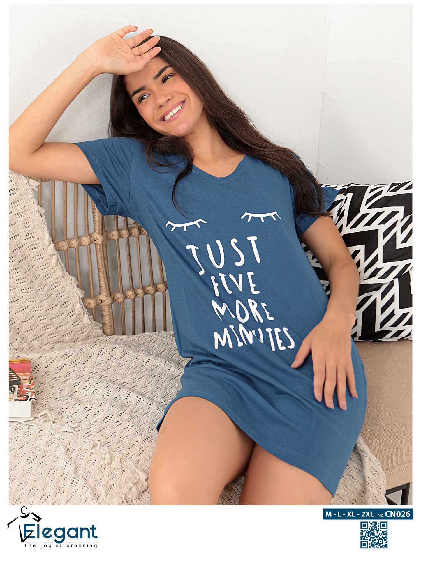 Nightshirt cotton Navy - Five minutes