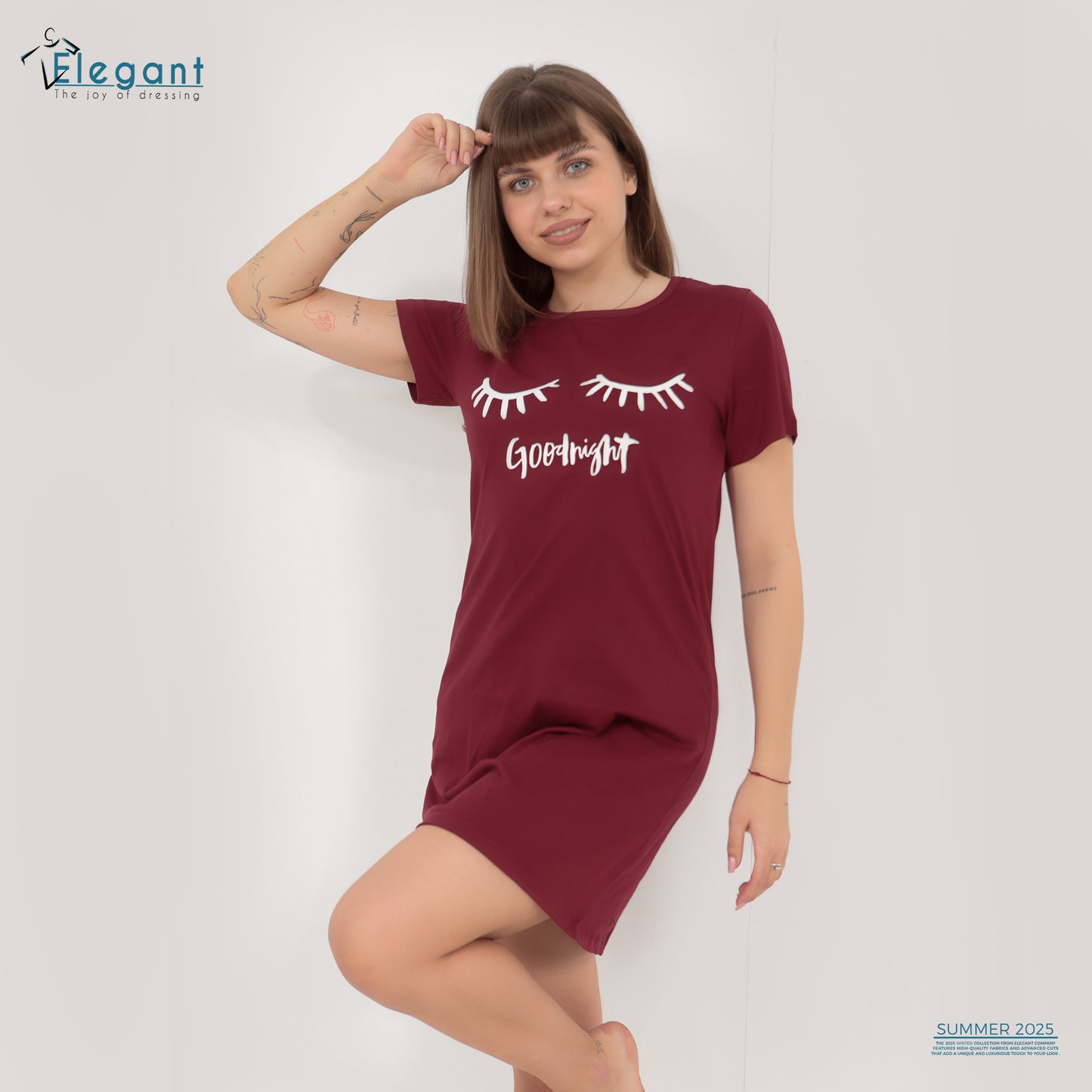 Nightshirt cotton Burgundy - good night lashes