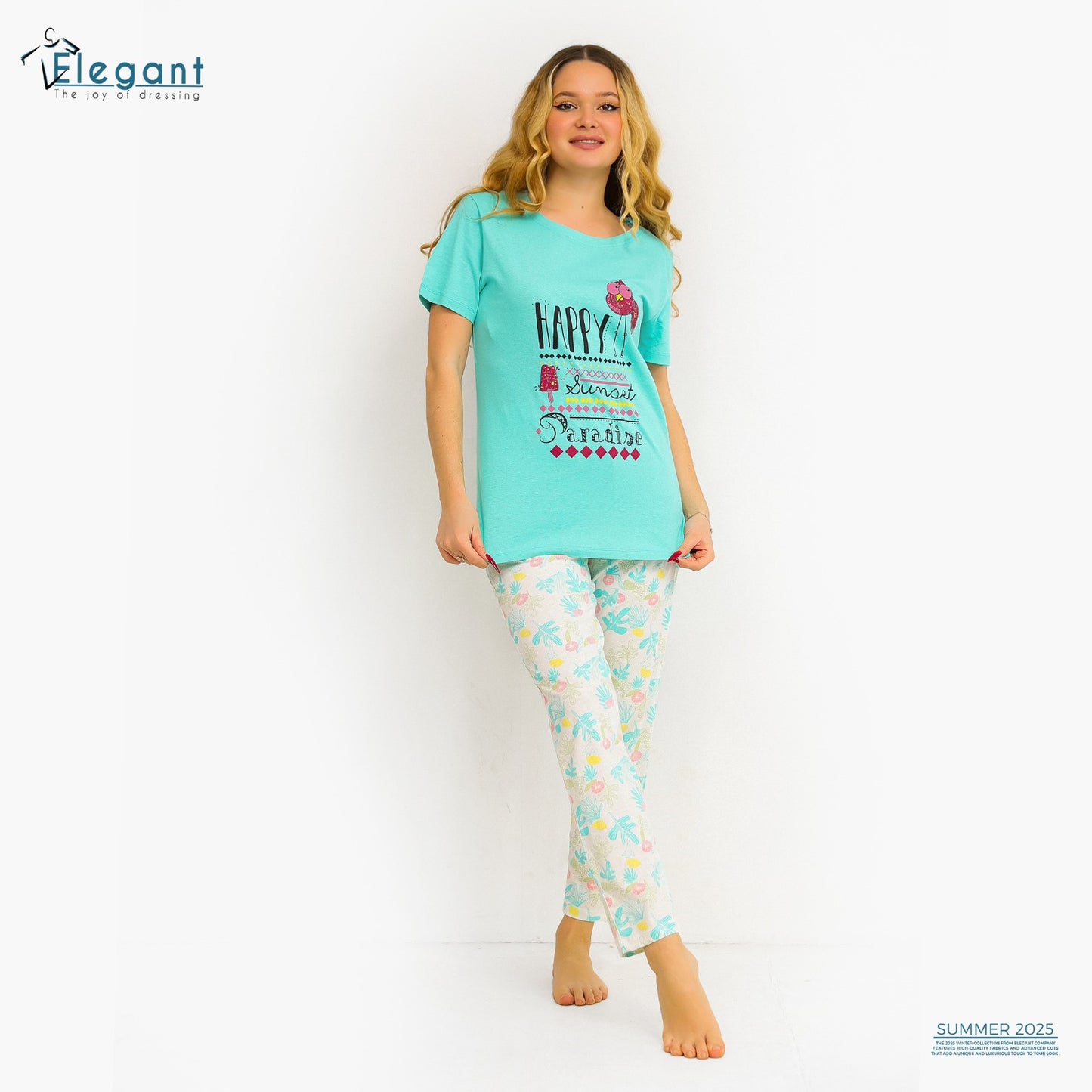 PJ Pants Cotton green/printed pants - Happy Paradise