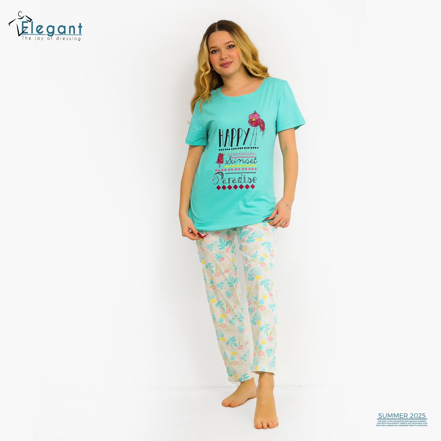 PJ Pants Cotton green/printed pants - Happy Paradise
