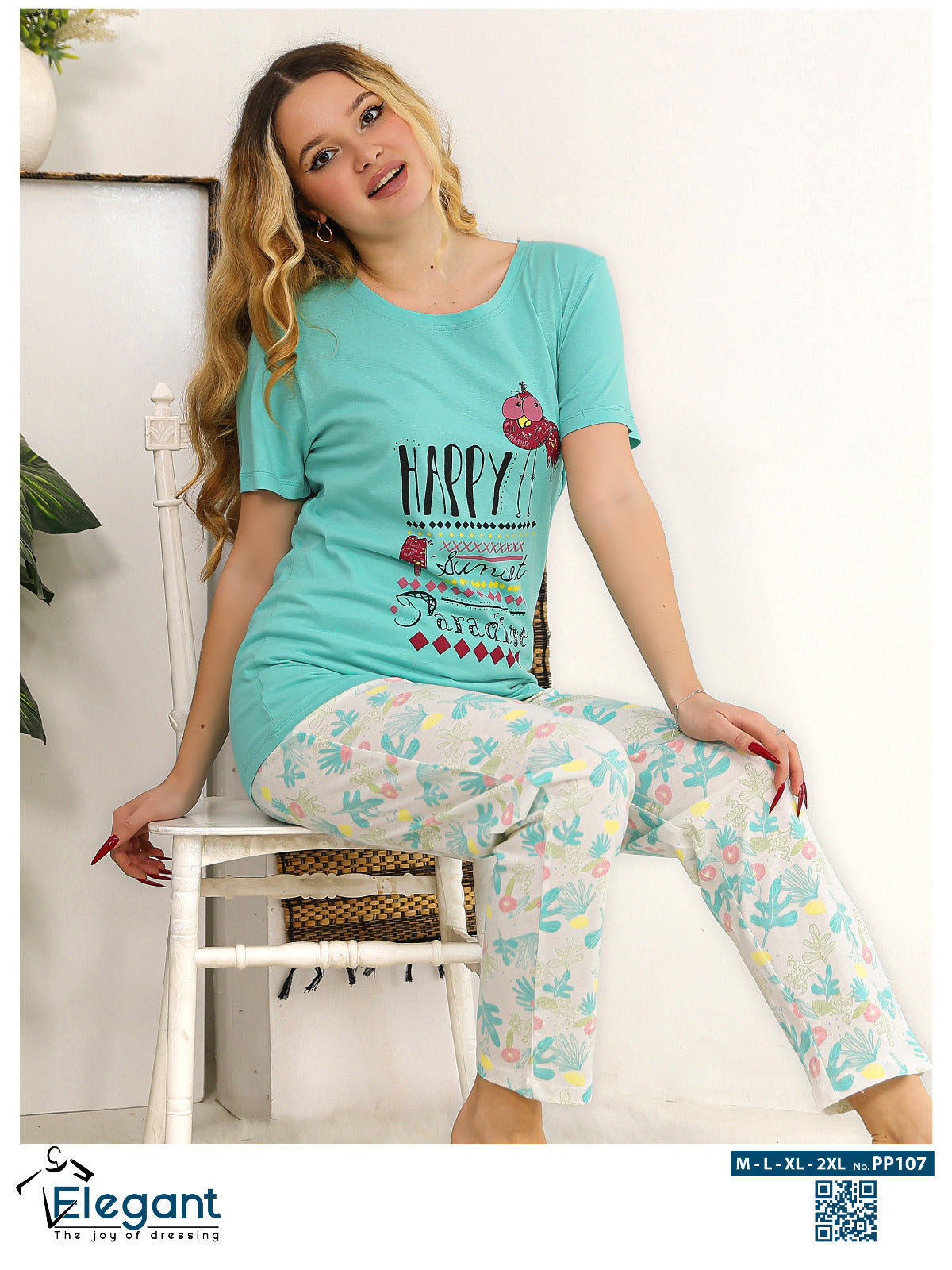 PJ Pants Cotton green/printed pants - Happy Paradise