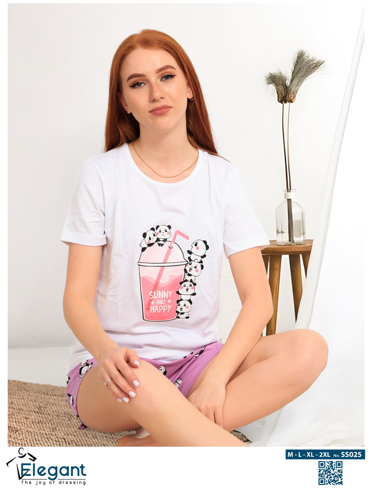 PJ short Cotton White - juice & panda